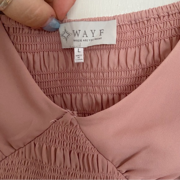 WAYF Blush Pink Puff Sleeve Smocked Peplum Cropped Blouse - Picture 5 of 7